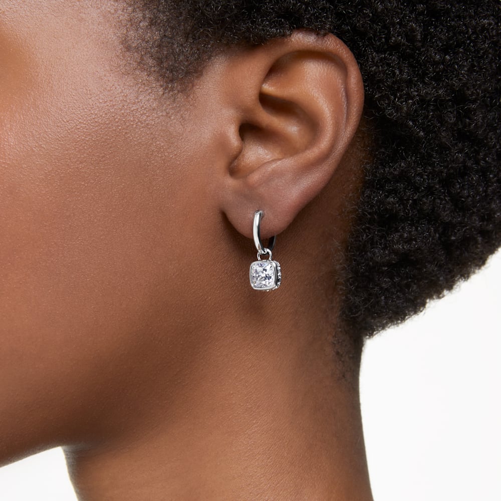 Swarovski Square Stilla Rhodium Plated Drop Earrings