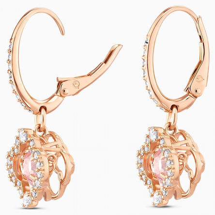 Swarovski Sparkling Dance Clover Pierced Earrings, Pink, Rose-Gold Tone Plated