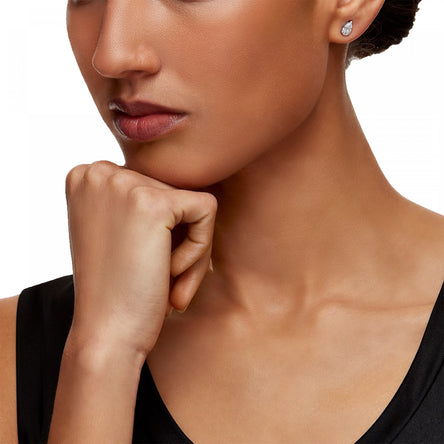 Swarovski Attract Pear Stud Pierced Earrings, White, Rhodium Plated