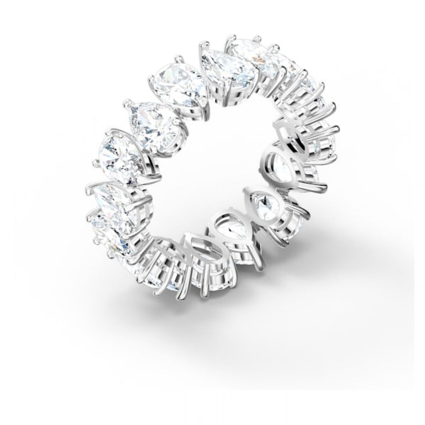 Swarovski Vittore Pear Ring, White, Rhodium Plated