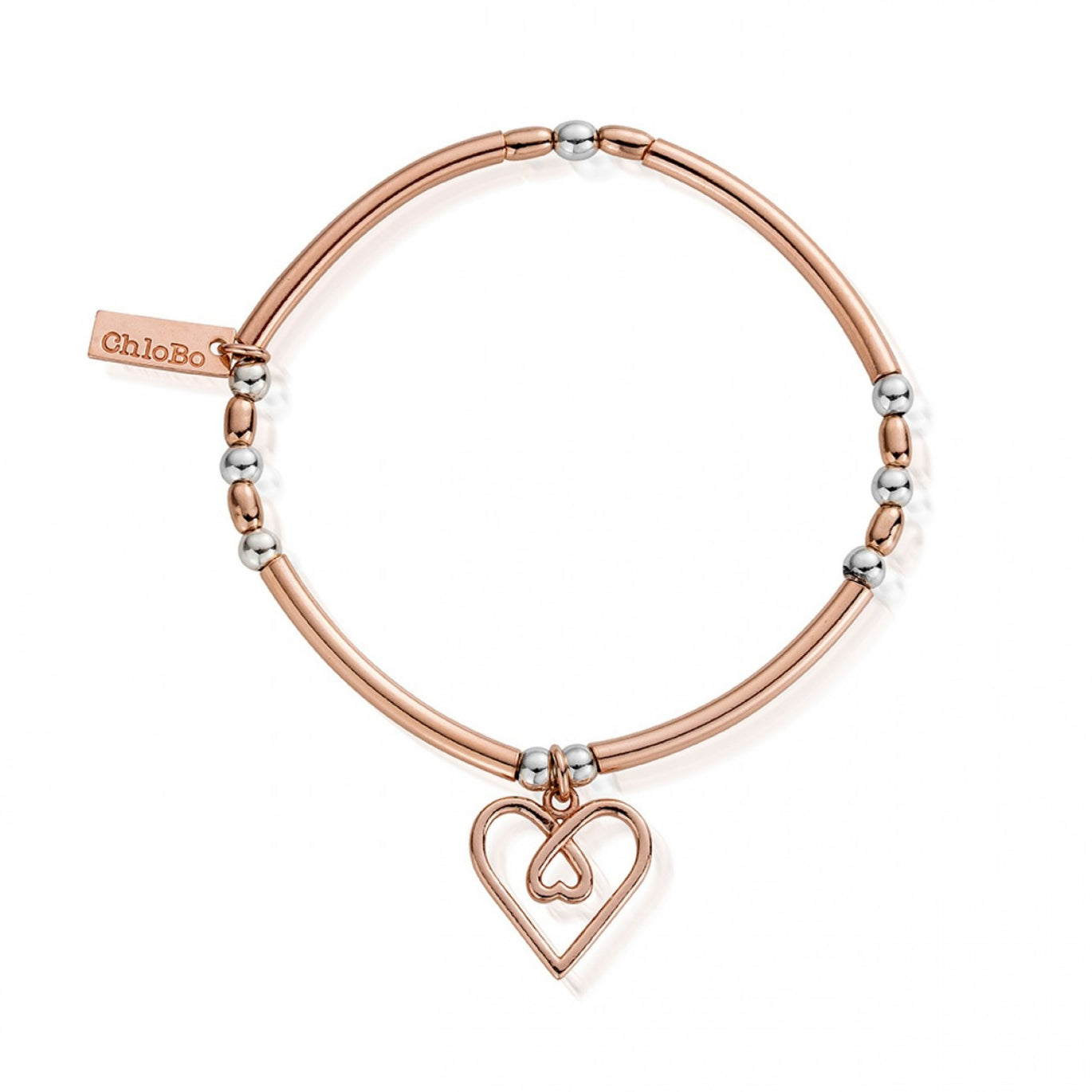 ChloBo Inner Spirit Rose & Silver Divine Love Heart Bracelet