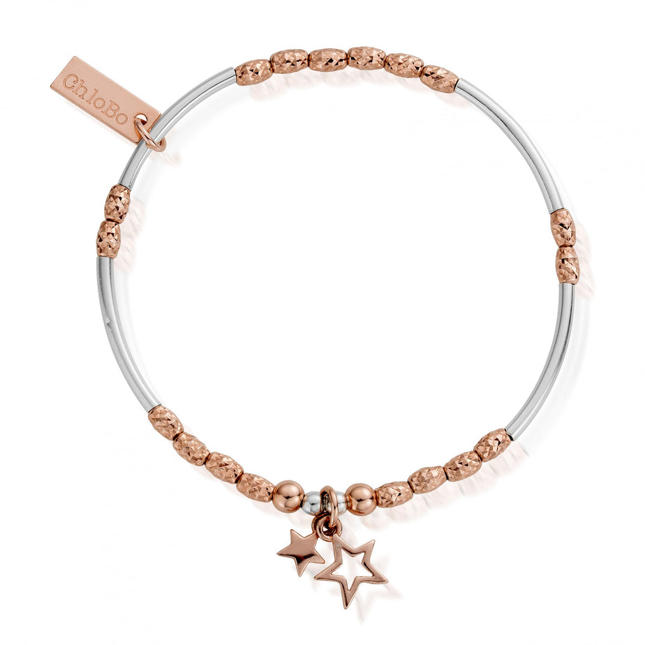ChloBo Inner Spirit Rose & Silver Double Star Bracelet