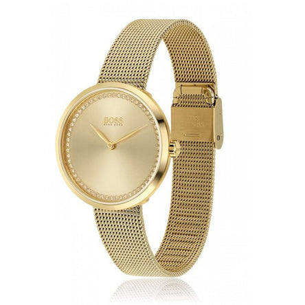 Boss Ladies Praise Crystal trimmed Yellow Gold watch