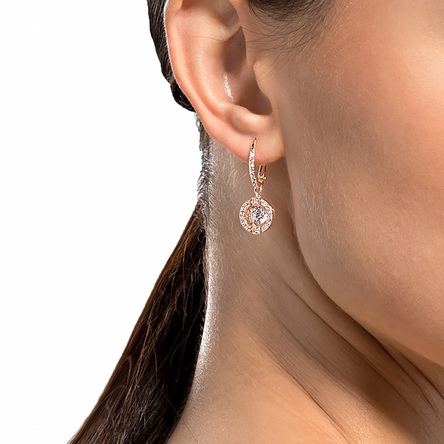 Swarovski Sparkling Dance Pierced Earrings, White, Rose-Gold Tone Plated