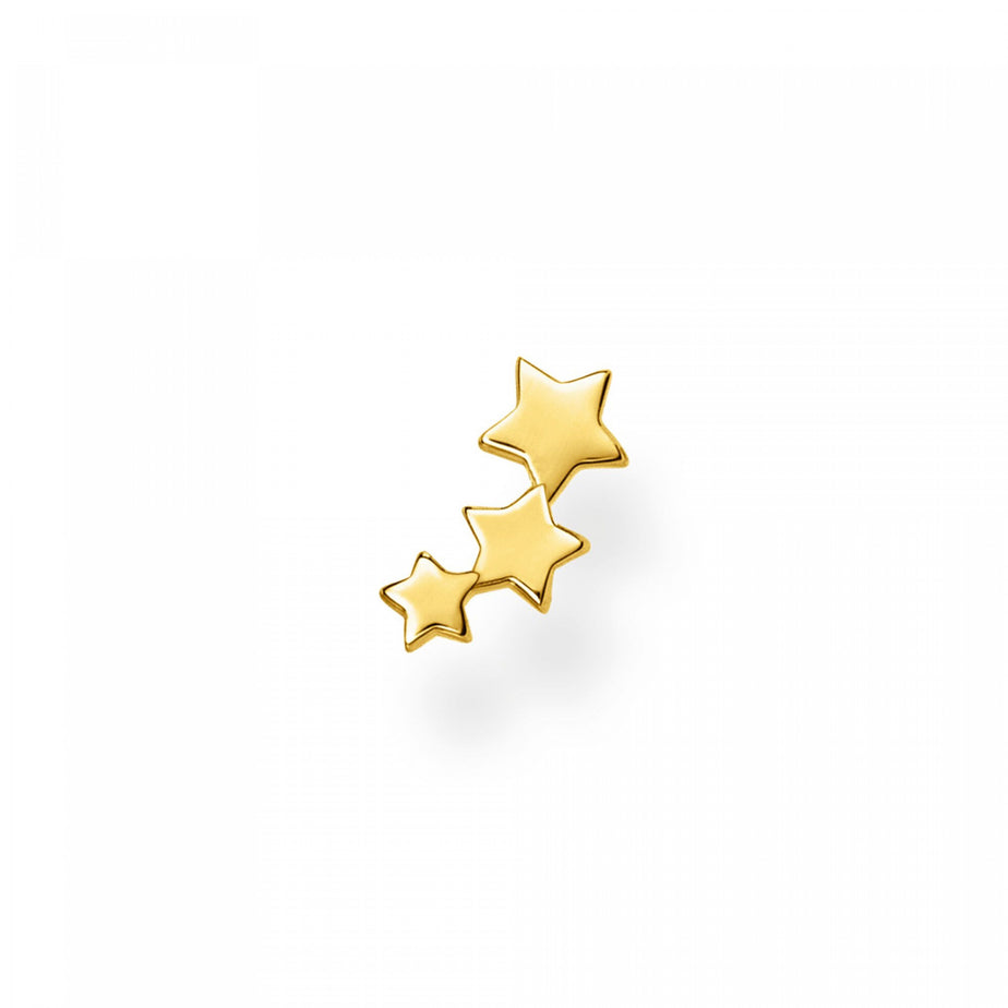 Thomas Sabo Single Ear Stud with Three Stars Yellow Gold