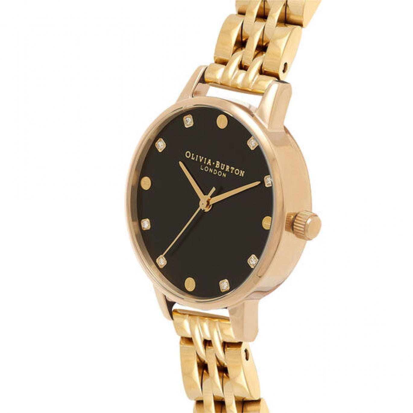 Olivia Burton Midi Black Sunray Dial Gold Bracelet Watch