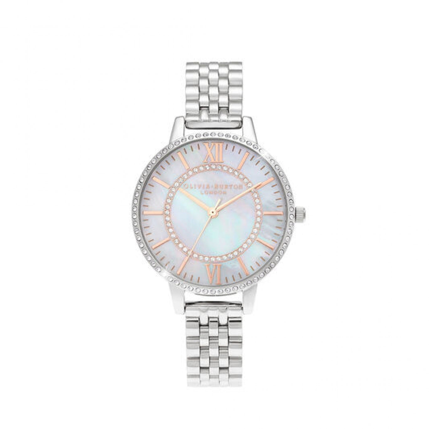 Olivia Burton Wonderland Mother Of Pearl Demi Dial Silver Watch 34MM