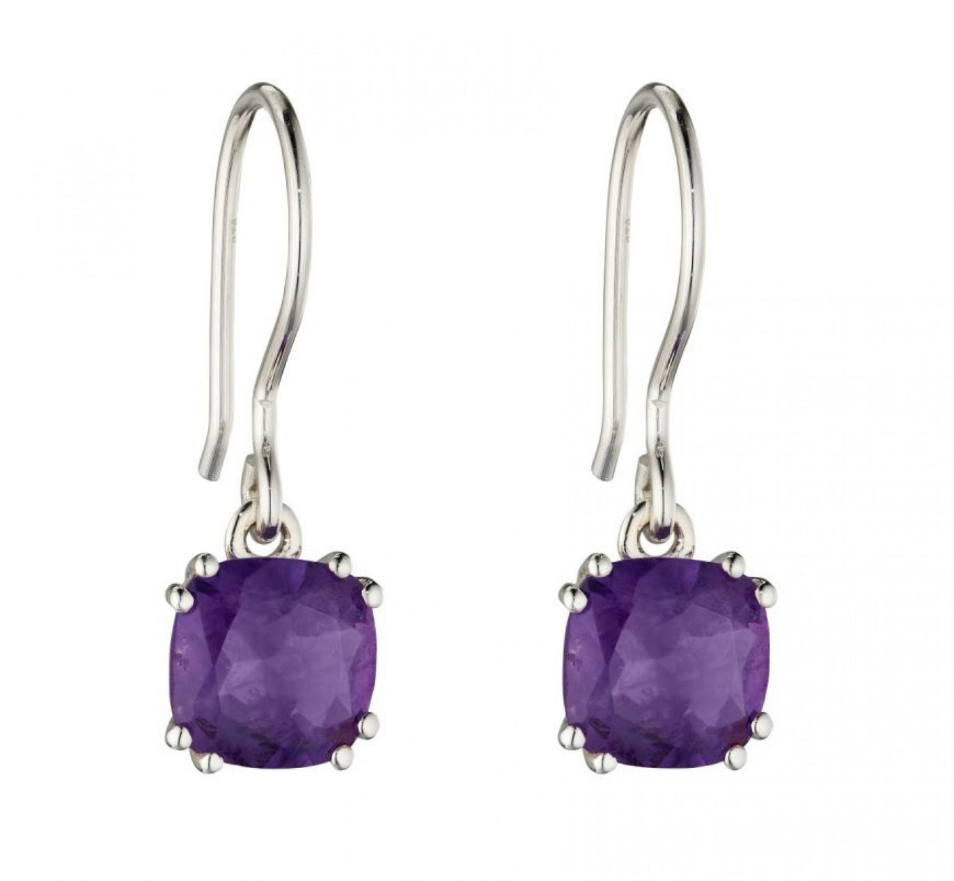 Amethyst Cushion Drop Earrings