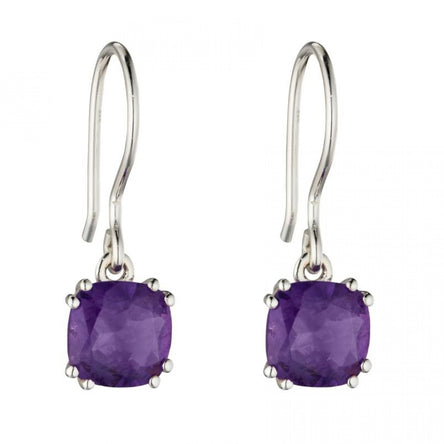 Amethyst Cushion Drop Earrings