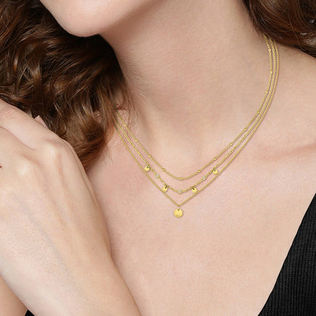 Boss Iris Gold Tone Crystal Layered Chain Necklace