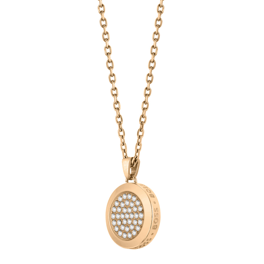 Boss Ladies Rose Gold Crystal pendant necklace
