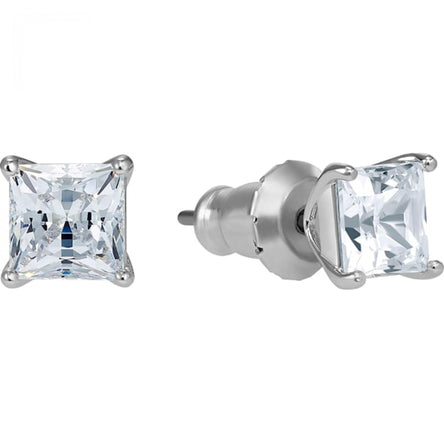 Swarovski Attract Pierced Earrings, White, Rhodium Plated
