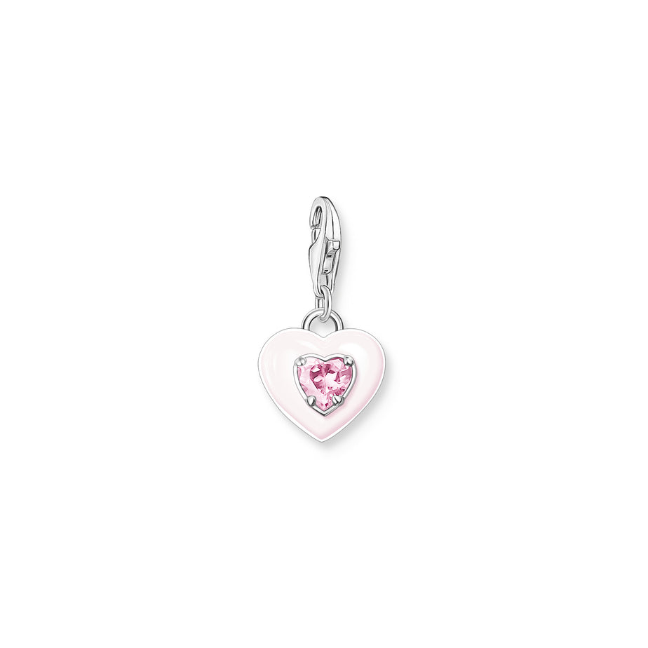 Thomas Sabo Heart With Pink Stone Charm Silver