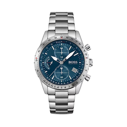 Boss Mens Pilot Blue Chronograph Bracelet link Strap Watch