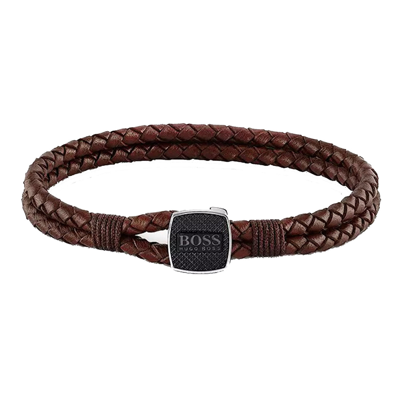 Boss Men's Seal Brown Braided Bracelet