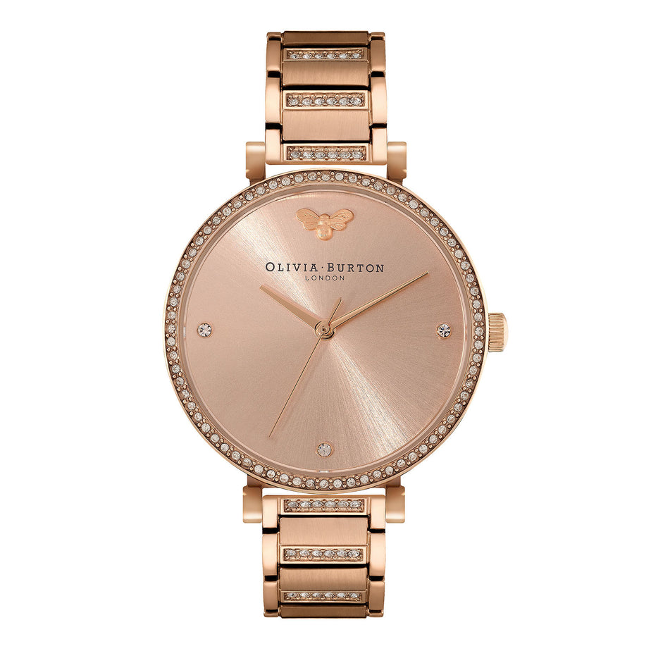 Olivia Burton 32mm Tbar Blush & Carnation Gold Bracelet Watch