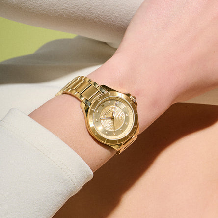 Olivia Burton Guilloche Champagne & Gold Bracelet watch