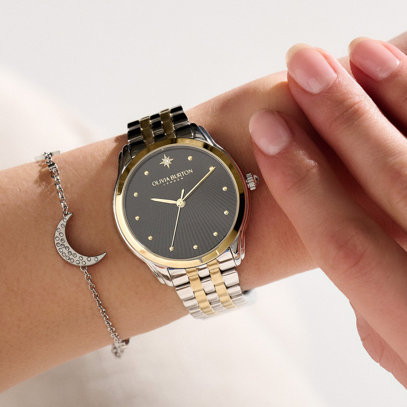 Olivia Burton Starlight Black & Two Tone Bracelet Watch