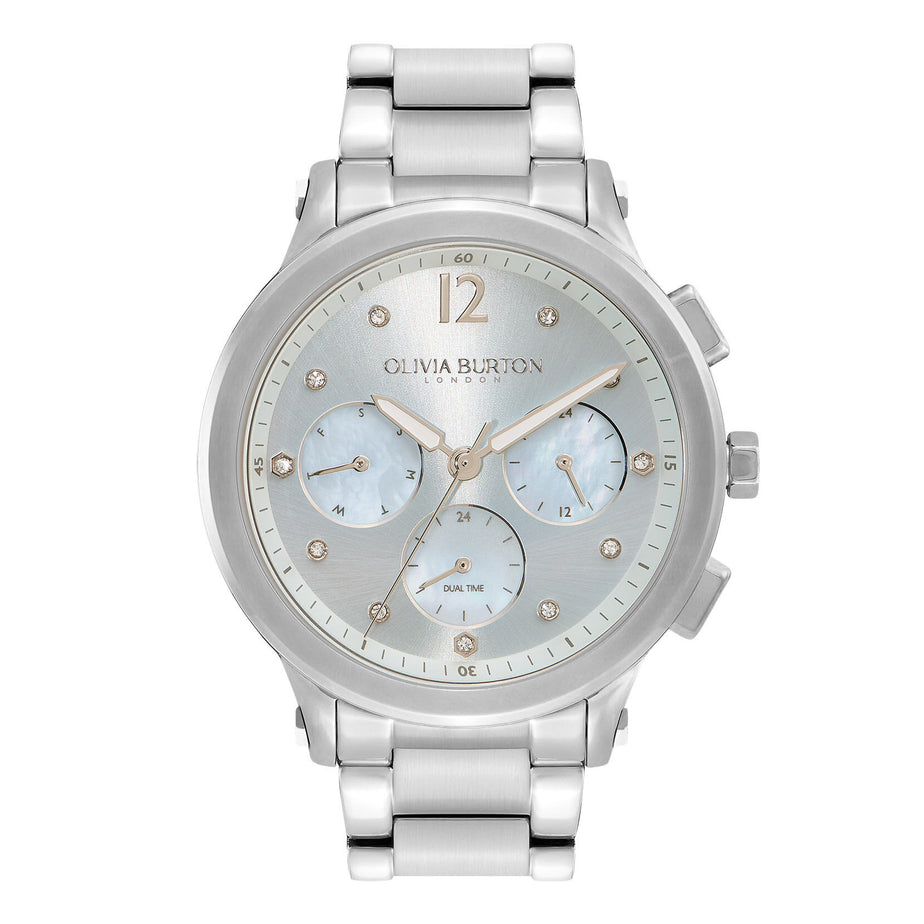 Olivia Burton Multi-Function Blue & Silver Bracelet Watch
