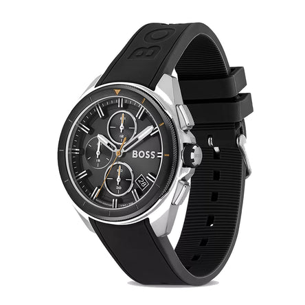 Boss Men Volane Black Silicone Strap Chronograph Watch
