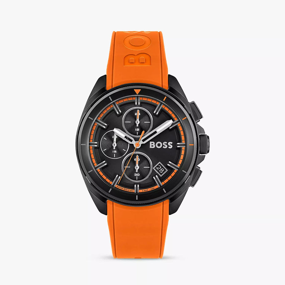 Boss Men Volane Orange Silicone strap Chronograph Watch