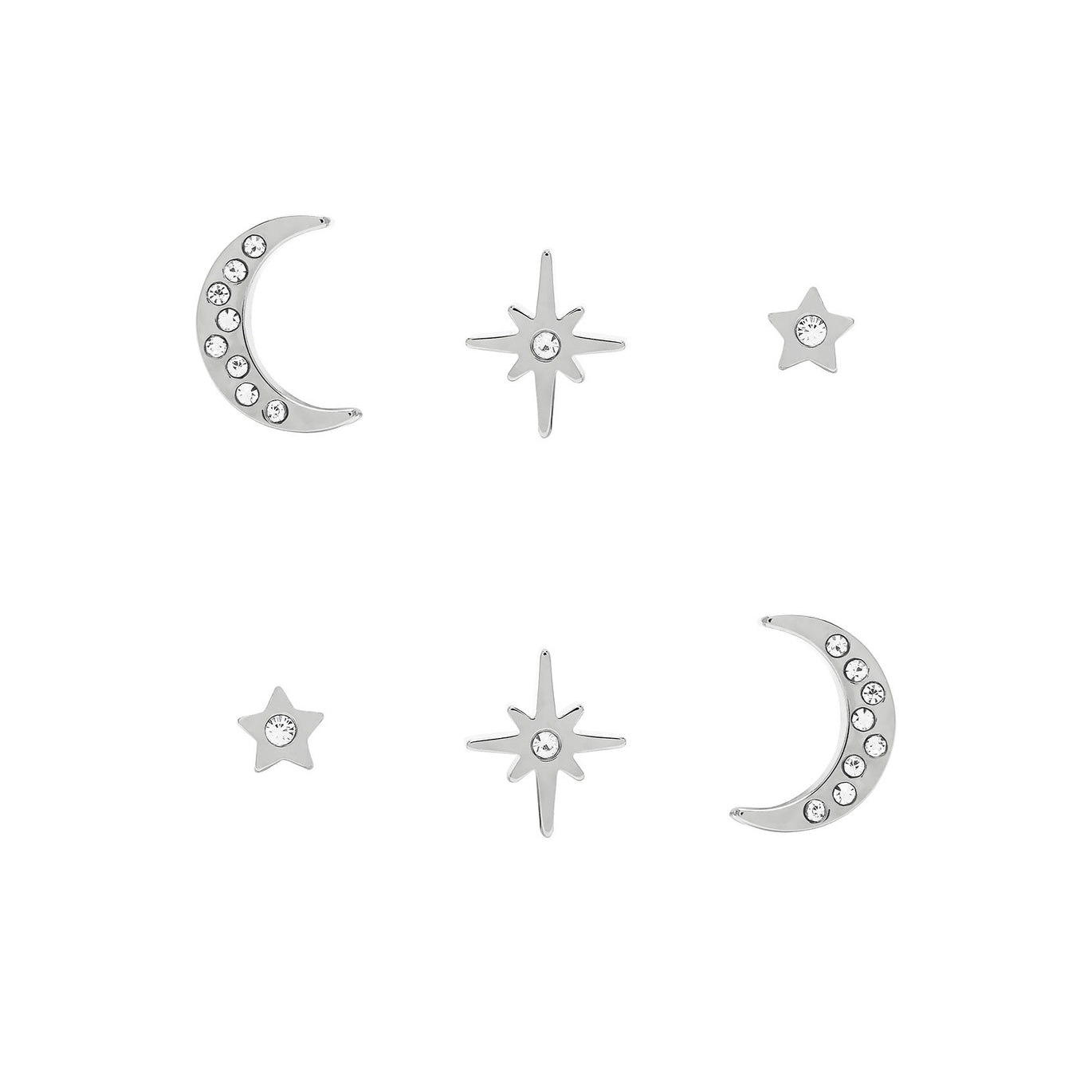 Olivia Burton North Star & Moon Silver Earring Set