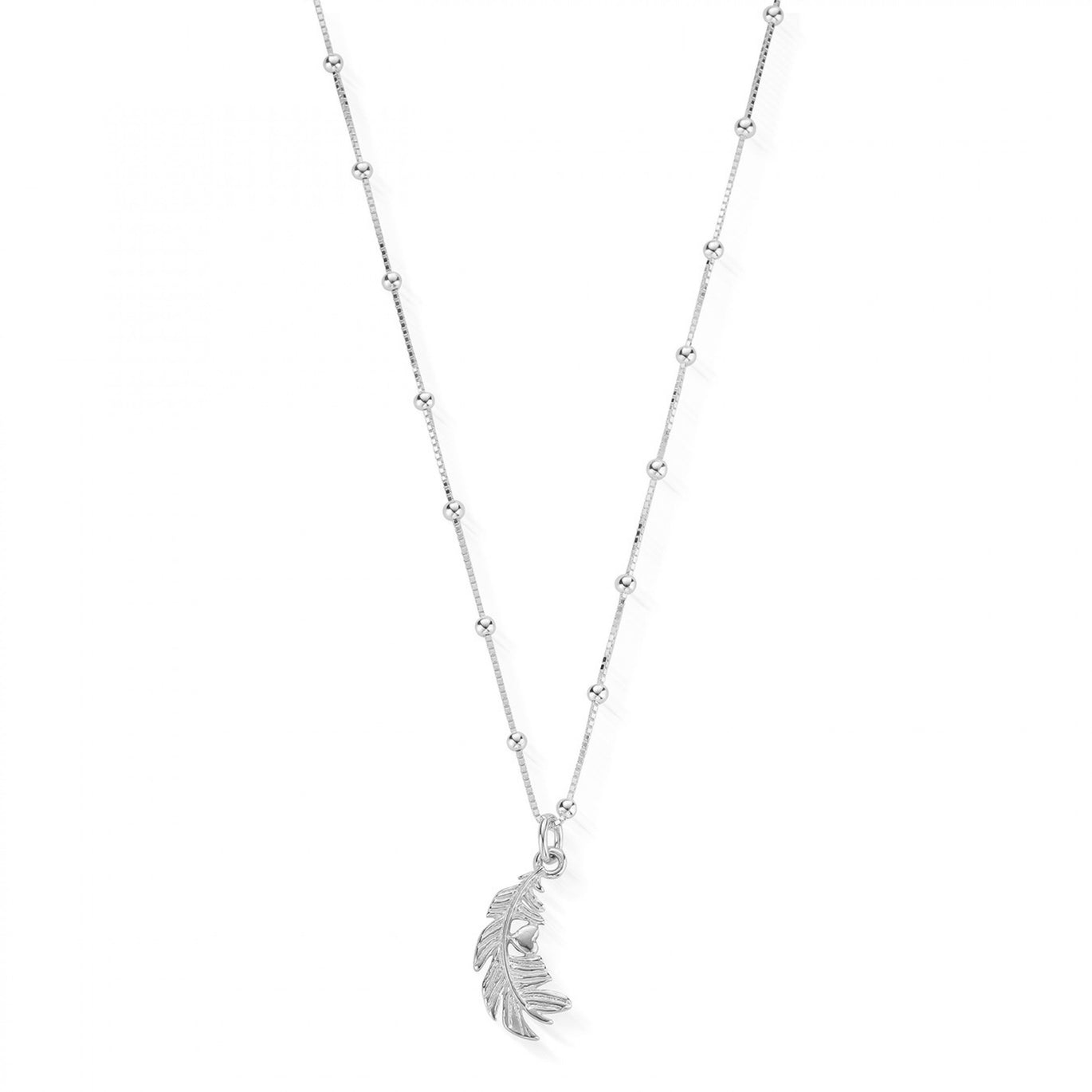 ChloBo Bobble Chain Heart In Feather Necklace