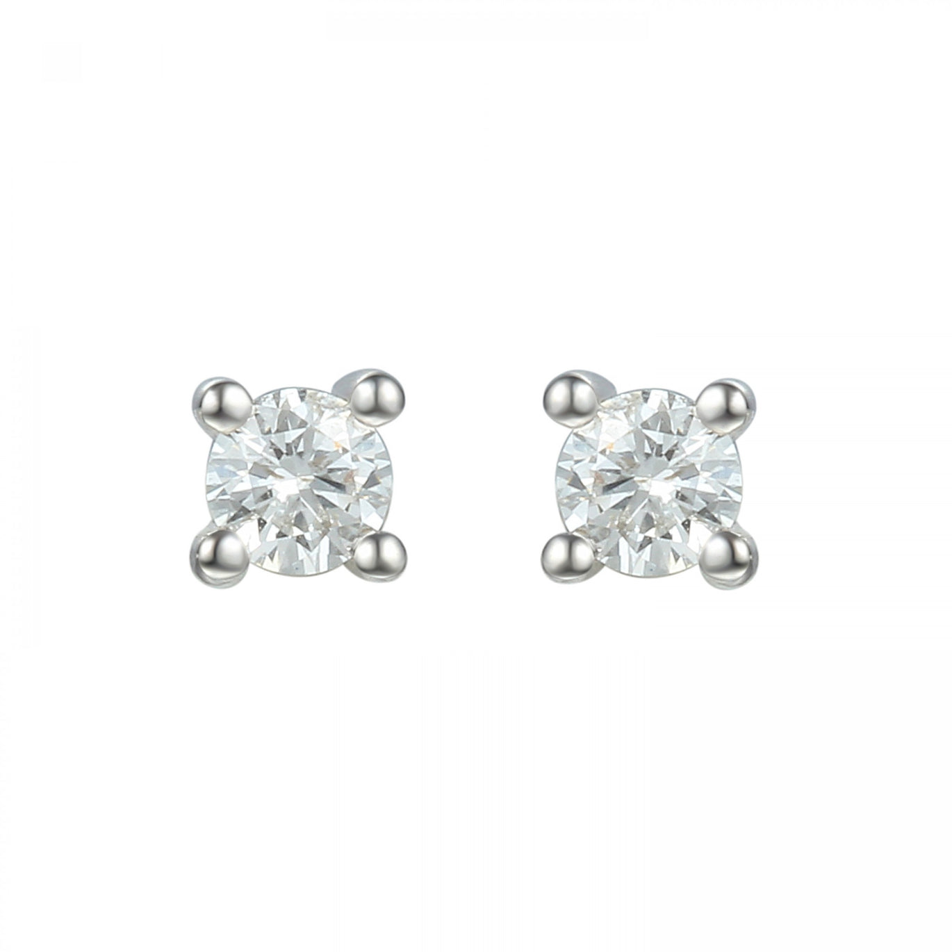 9ct White Gold & Diamond Stud Earrings