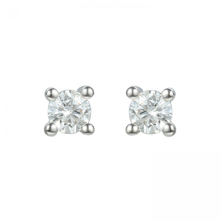 9ct White Gold & Diamond Stud Earrings