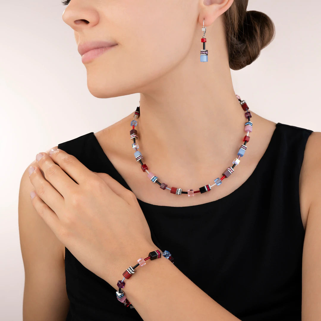 Coeur de Lion GeoCUBE® purple-red-blue Necklace