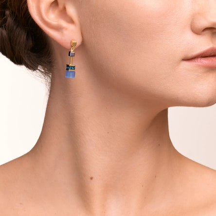 Coeur De Lion GeoCUBE® Blue & Gold Drop Earrings