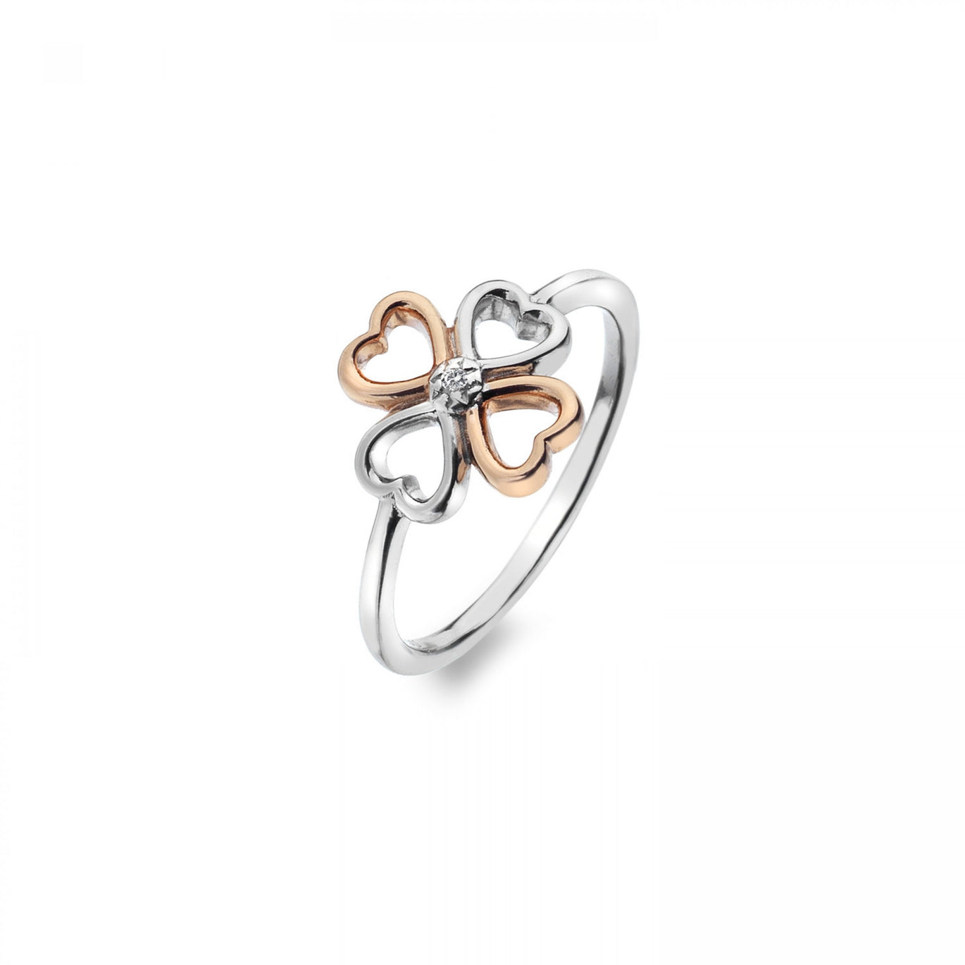 Hot Diamonds Lucky in Love Silver and Rose Gold Ring