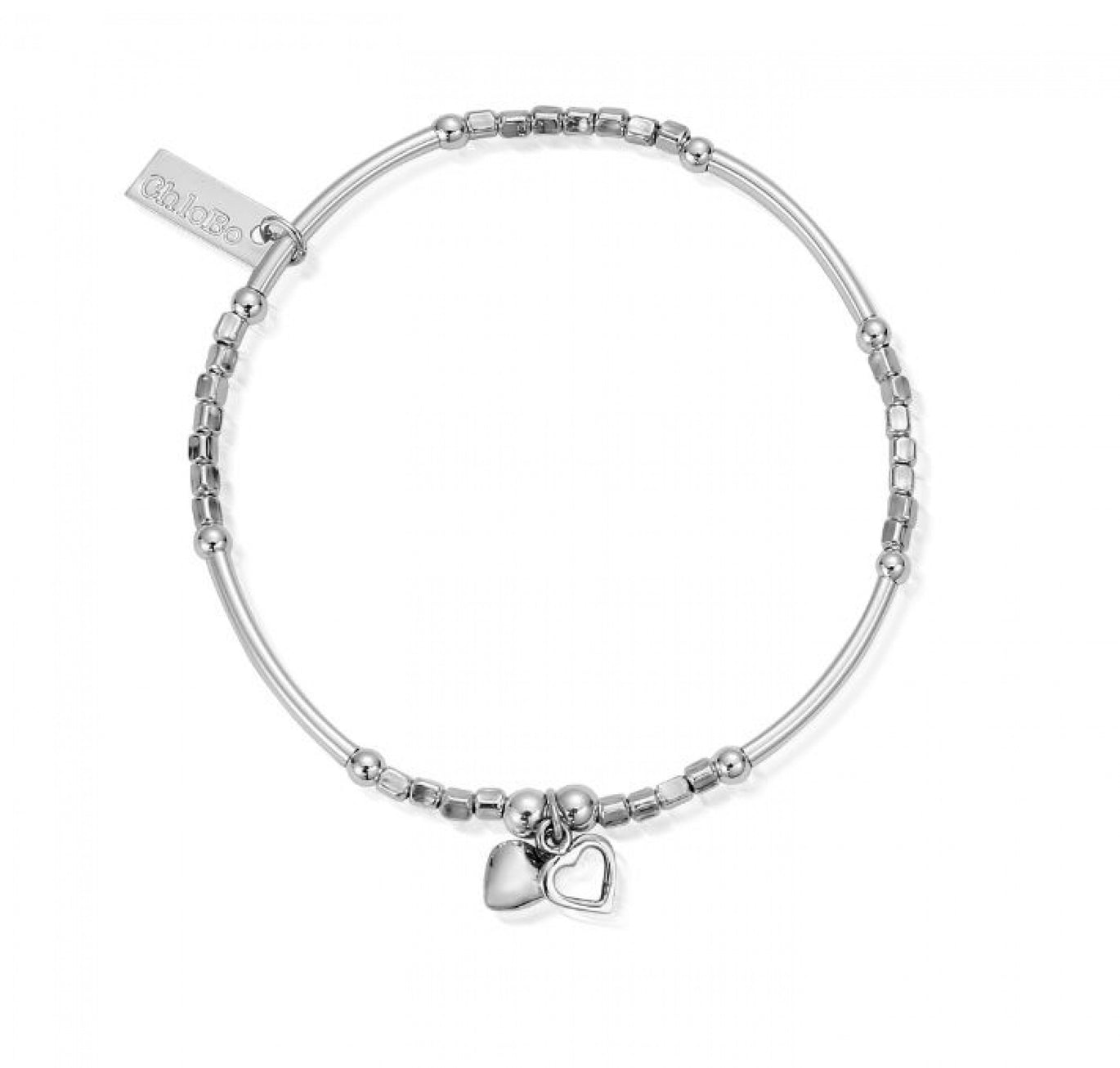 ChloBo Mini Noodle Cube Two Hearts Bracelet