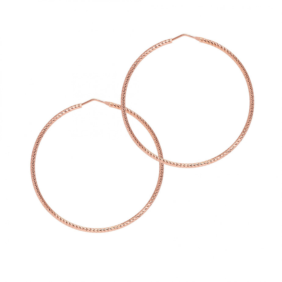 The Hoop Station La Roma Diamond-Cut Rose Gold Hoops 56mm