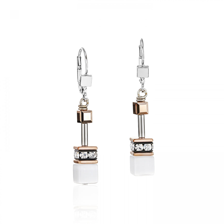 Coeur De Lion GeoCUBE® White Drop Earrings