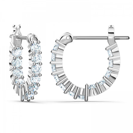 Swarovski Vittore Mini Hoop Pierced Earrings, White, Rhodium Plated