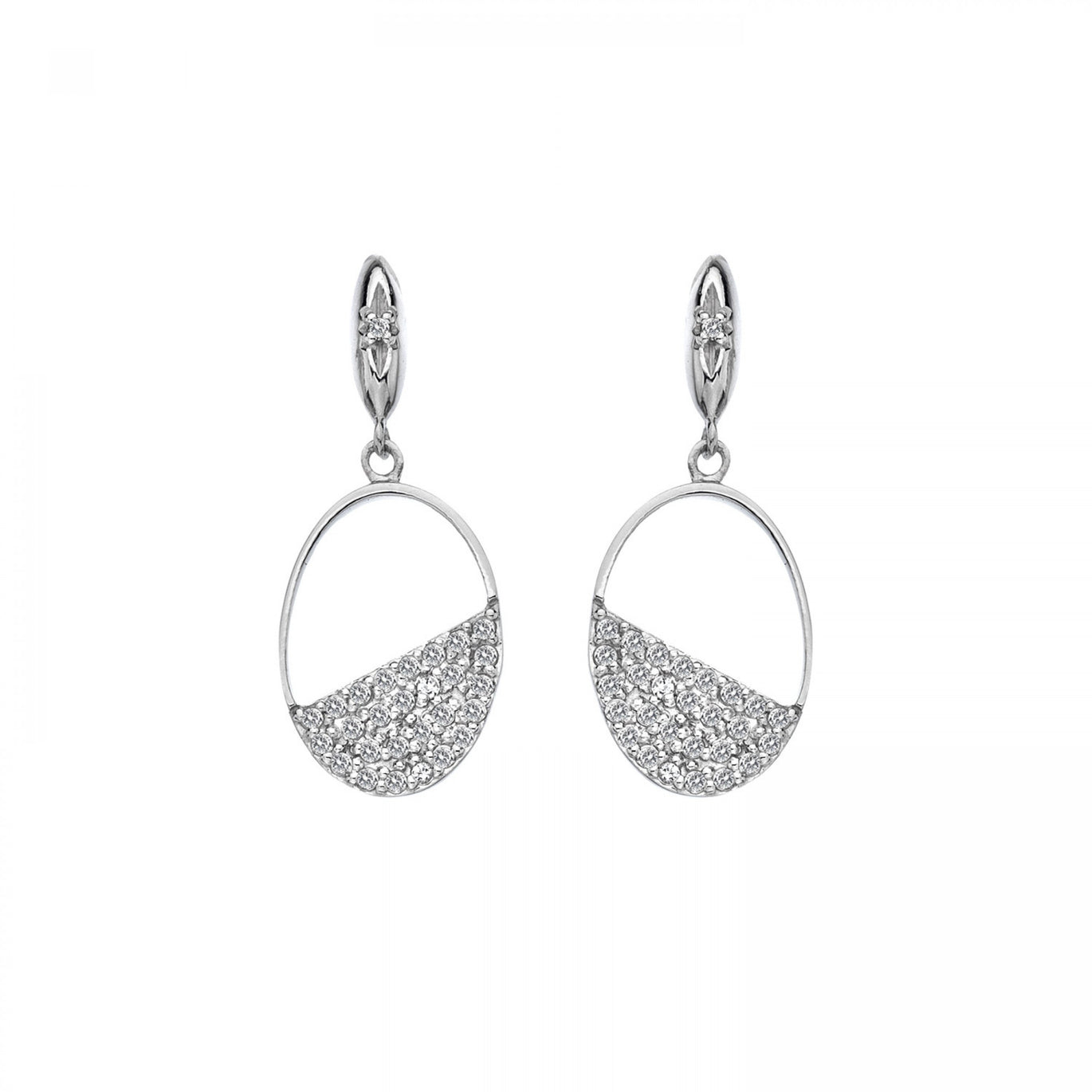 Hot Diamonds Horizon White Topaz Oval Drop Earrings