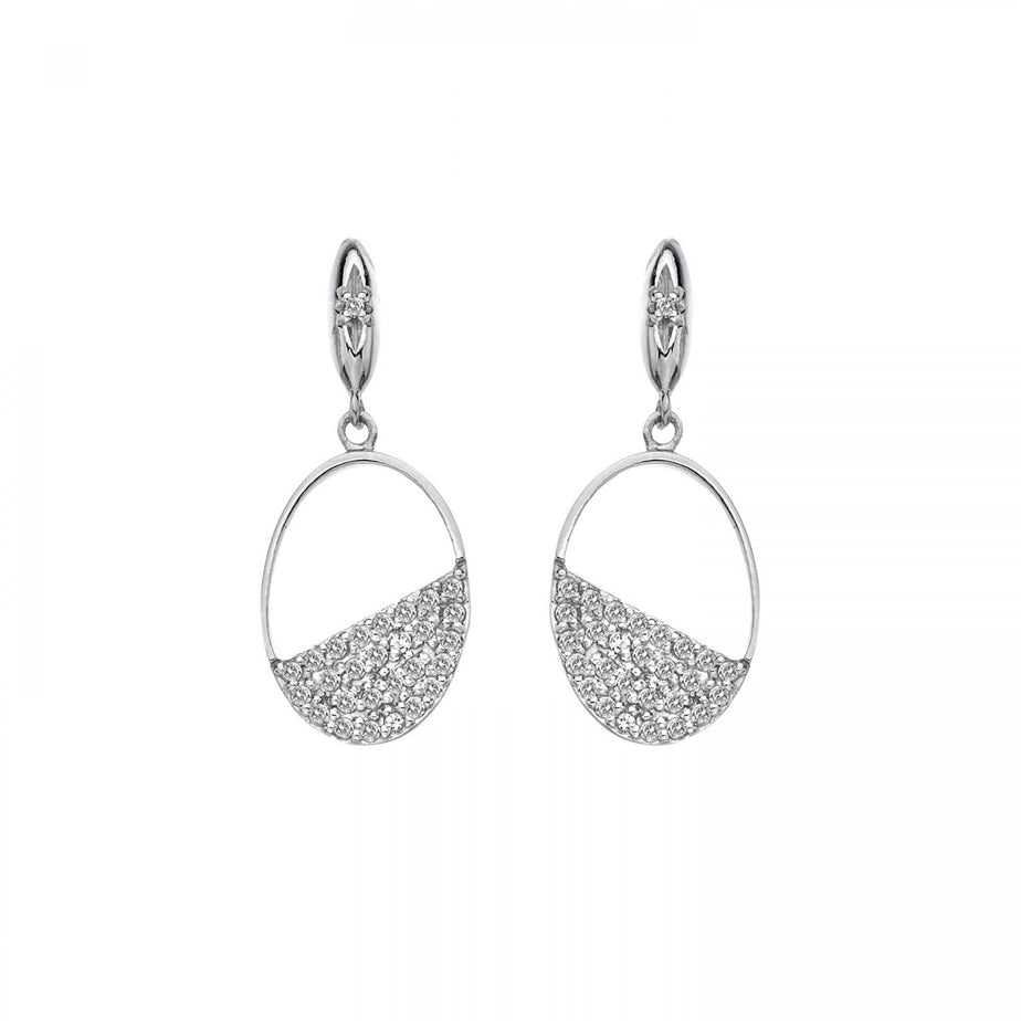 Hot Diamonds Horizon White Topaz Oval Drop Earrings