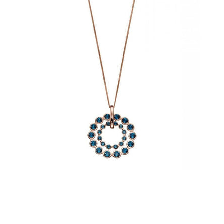 Double Row Circle Blue Crystal Pendant