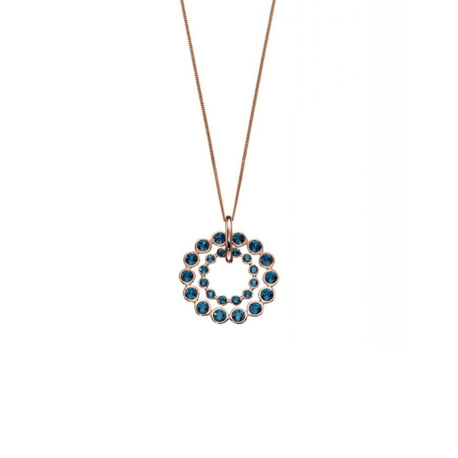 Double Row Circle Blue Crystal Pendant