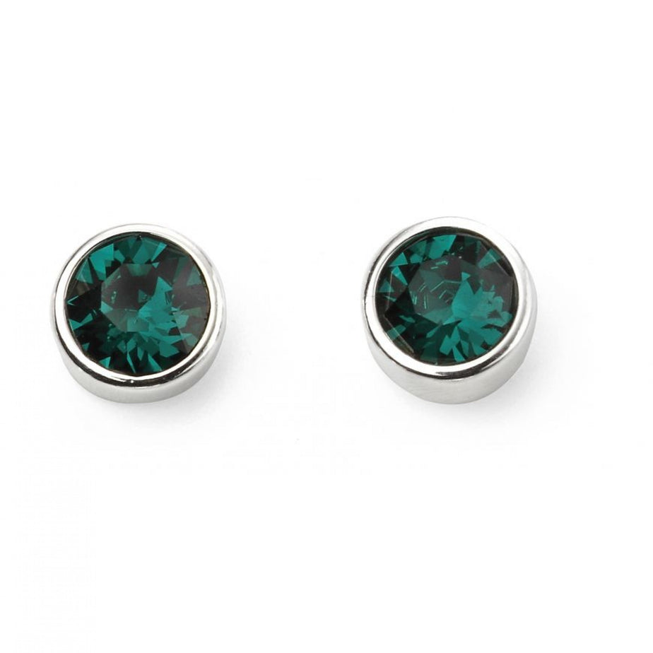 May Birthstone Emerald Crystal Stud Earrings