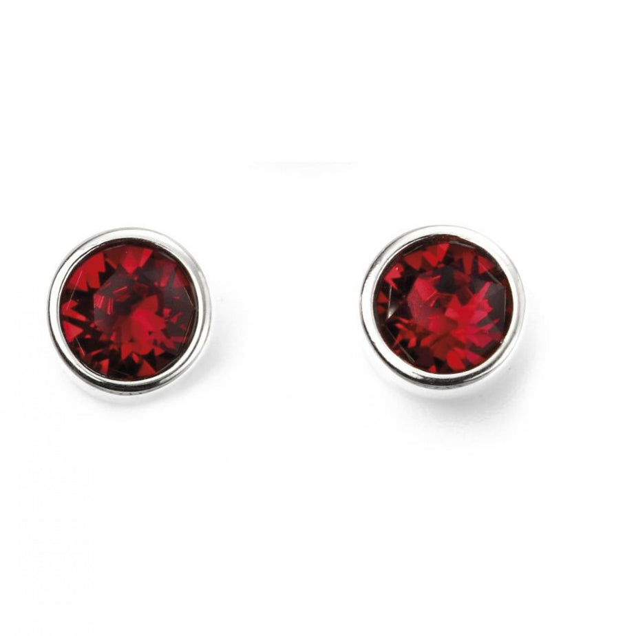 July Birthstone Ruby Crystal Stud Earrings