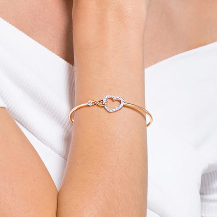 Swarovski Infinity Heart Bangle, White, Mixed Metal Finish