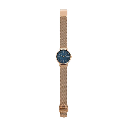 Skagen Signatur Two-Handed Blue Face Rose Mesh Watch