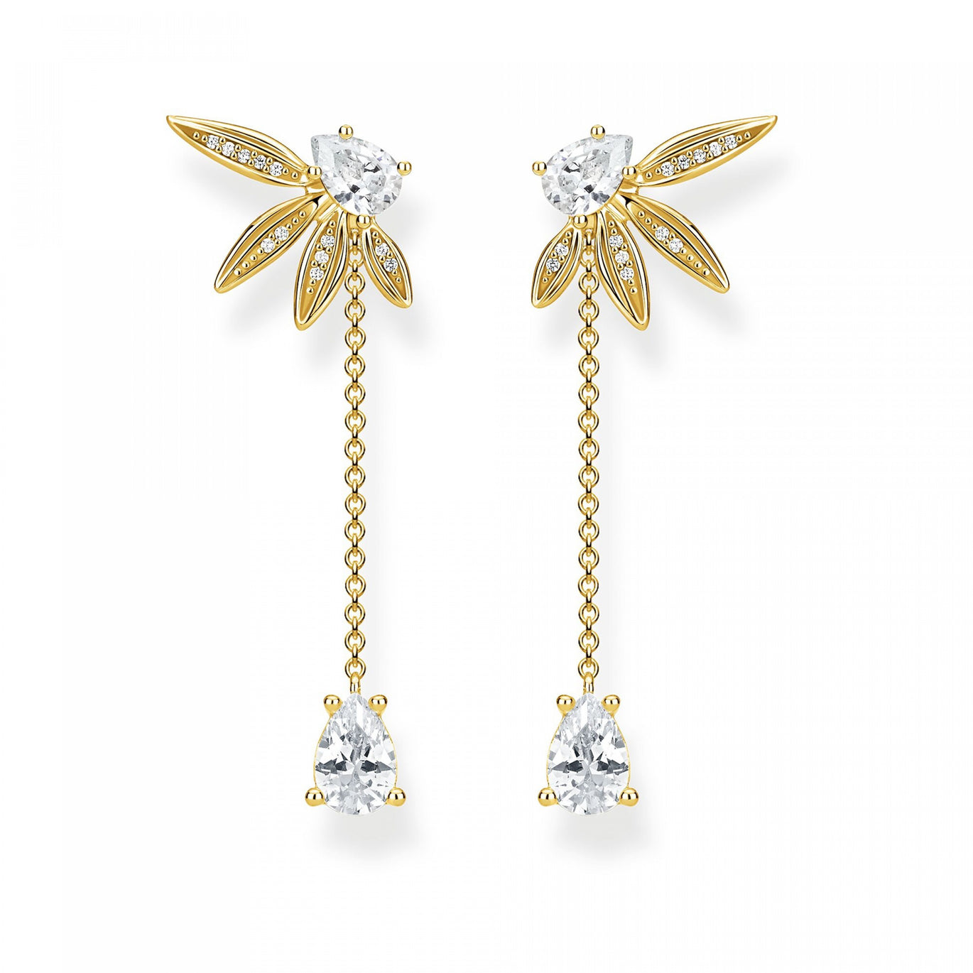 Thomas Sabo Leaves Earrings with Chain, Gold