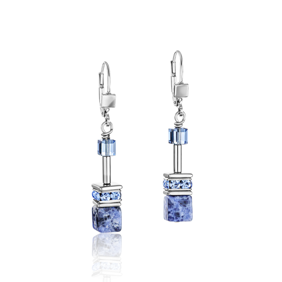 Coeur De Lion GeoCUBE® Sodalite & Haematite blue Earrings