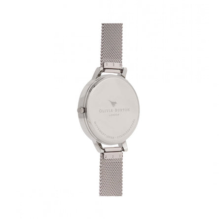 Olivia Burton White Dial Rose Gold & Silver Mesh Watch 38mm