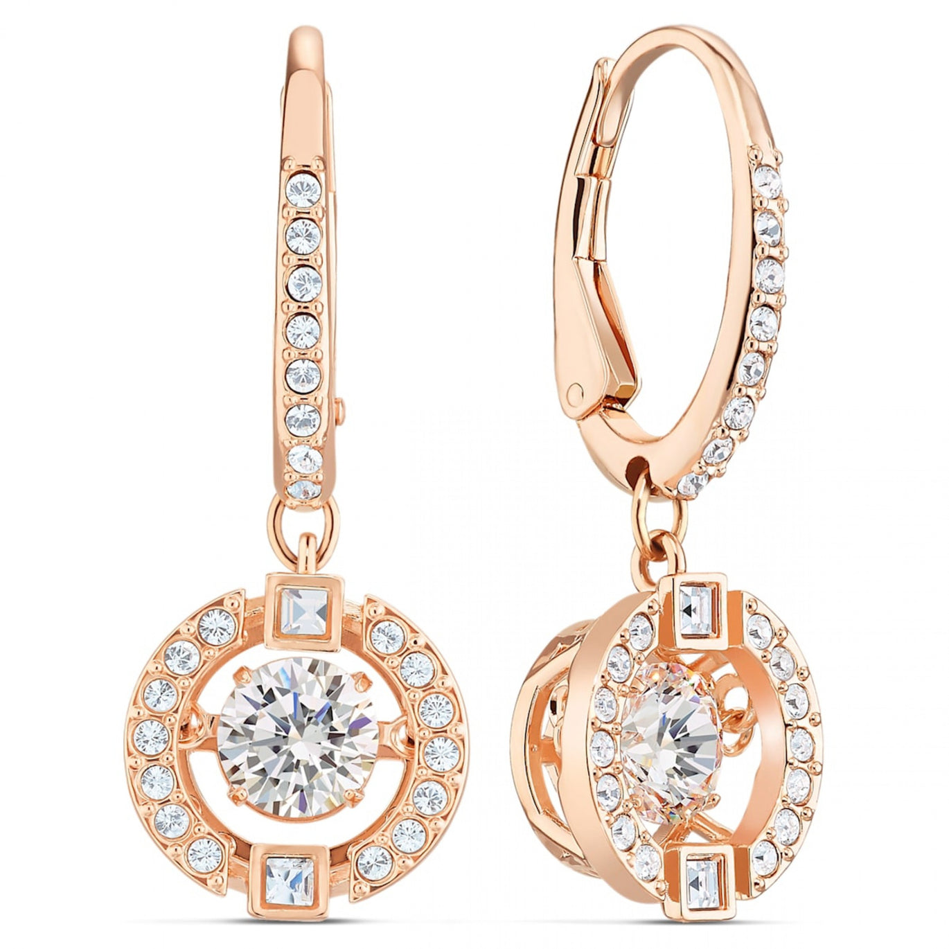 Swarovski Sparkling Dance Pierced Earrings, White, Rose-Gold Tone Plated