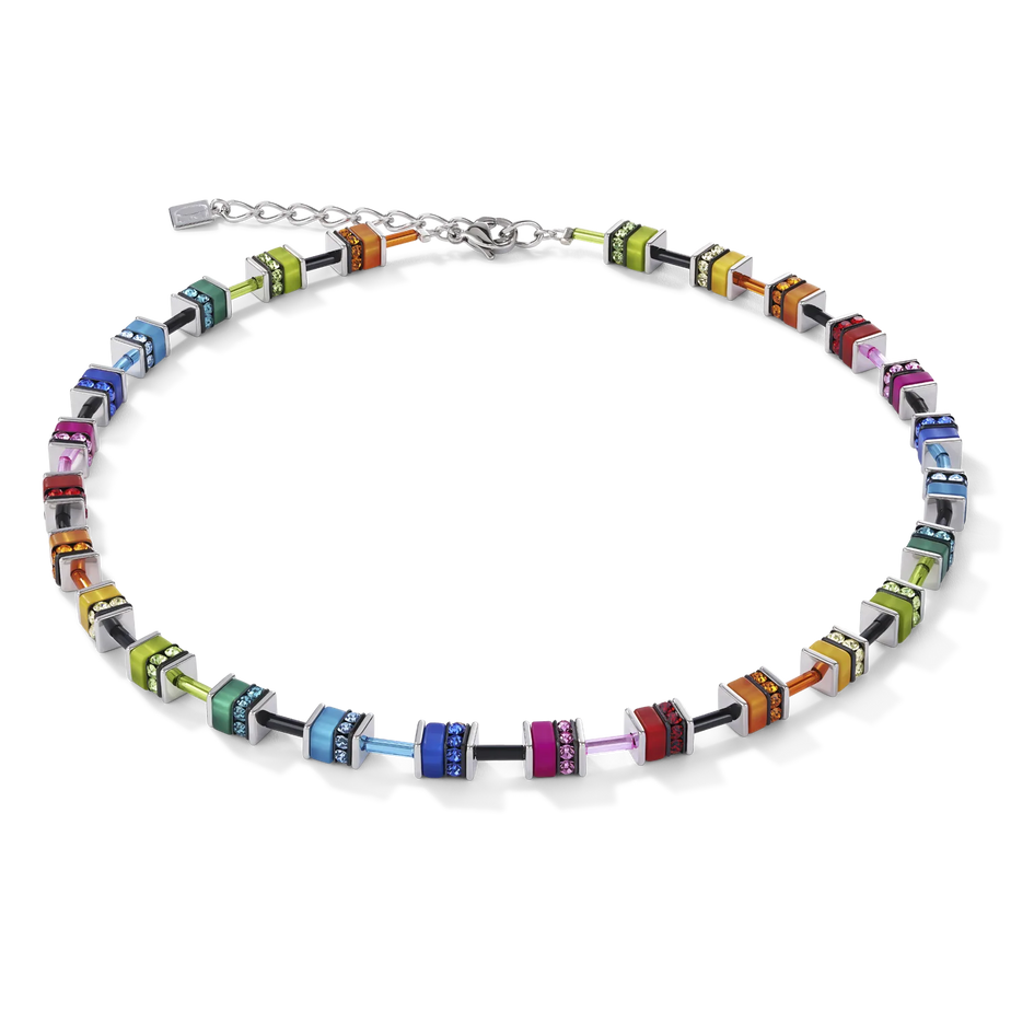 Coeur De Lion GeoCube Classic Polaris & Multicolour Rhinestone Necklace