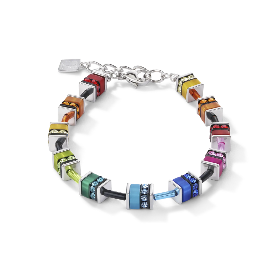 Coeur De Lion GeoCube Classic Polaris & Multicolour Rhinestone Bracelet